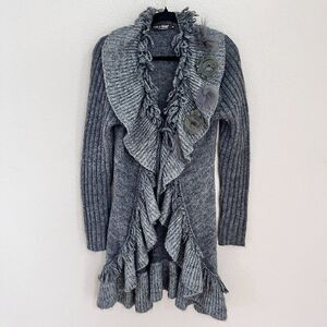Flora Paris Long Cardigan Wool Mohair Blend Winter Sweater Sz M